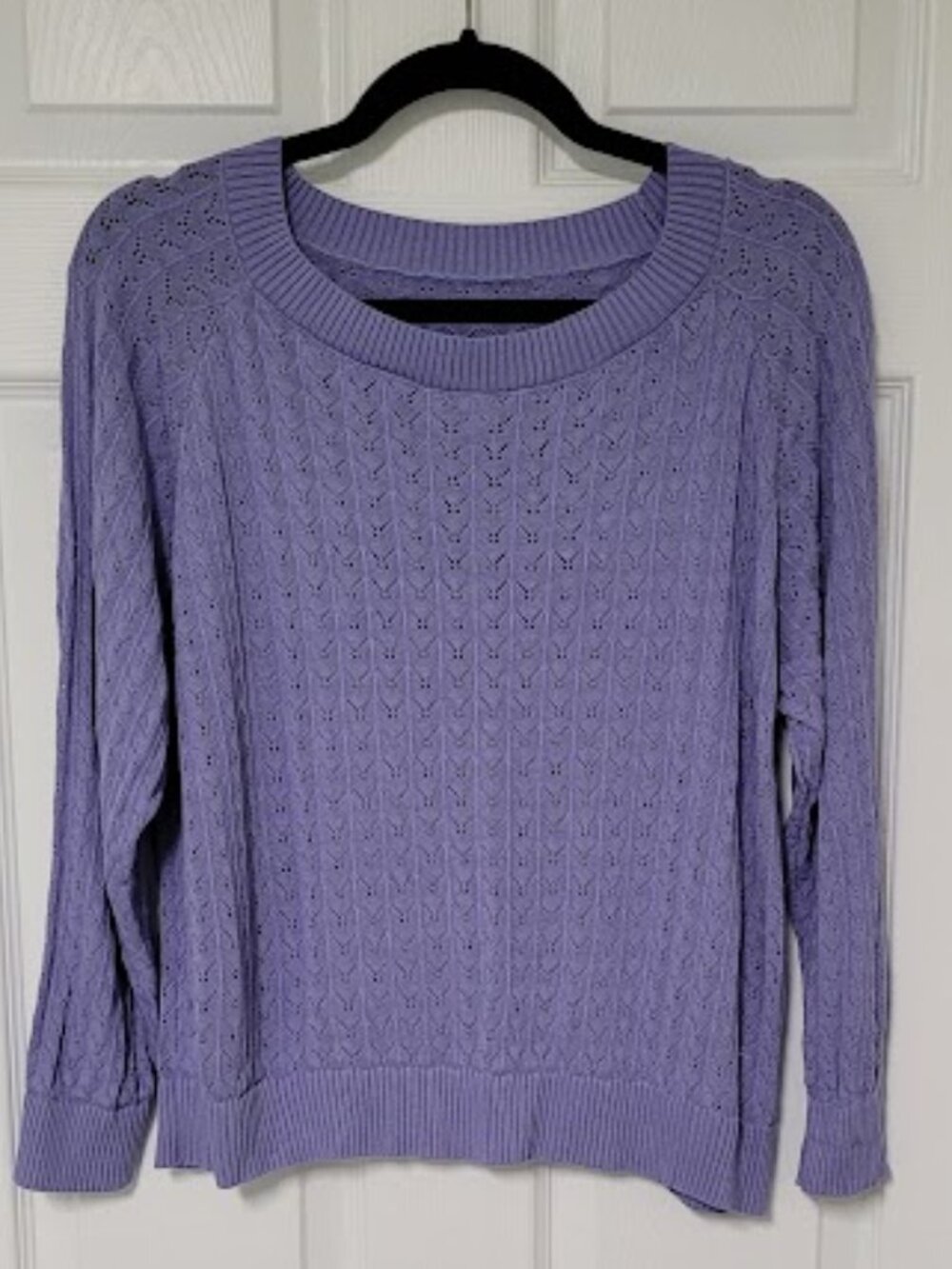 Delicate Pointelle textured knit Pullover Sweater-Mauve–Medium - XL (Petite fit)